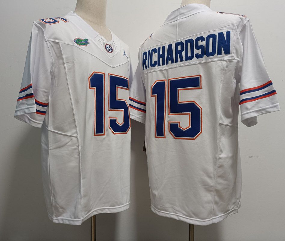 Men Florida Gators #15 Richardson White 2025 NCAA Jersey style 1->ncaa teams->NCAA Jersey